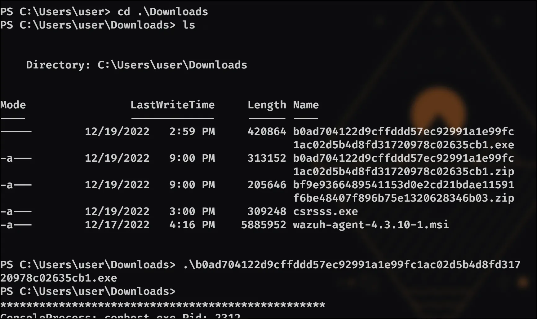 Volatility2 cmdscan output