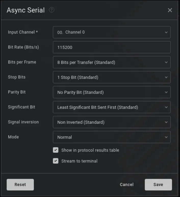 Analyzer Values